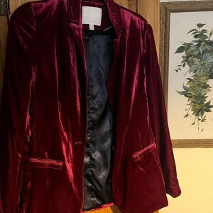 Fuschia/Maroon Red Velvet Anthropologie Blazer